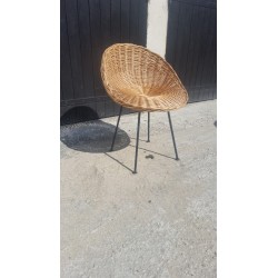 Chaise vintage rotin 1960